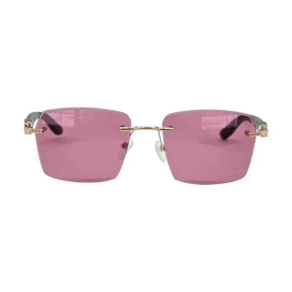 Porta Romana Sunglasses with Pink Lenses and WOODEN TEMPLES display picture 2